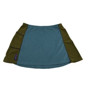 Melanzana Micro Grid Skirt Womens Large Blue Green Pocket Made In‎ USA
